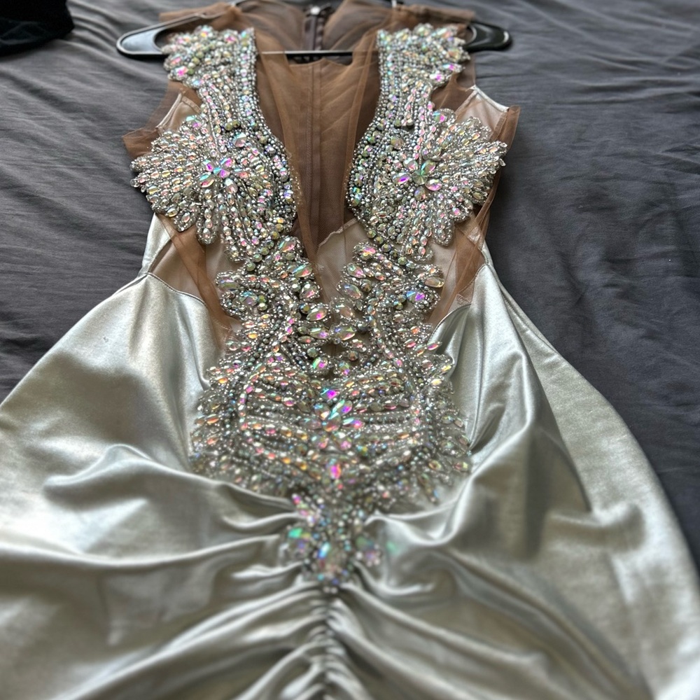 Elegant Silver Embellished Dress